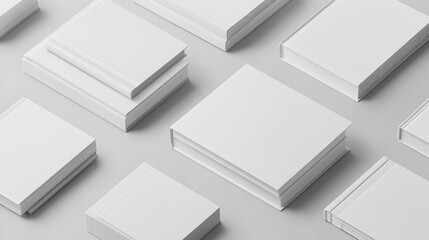 Minimalist stacked cubes and blocks in a clean white background