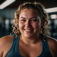 Proud and Strong Close-Up of Athletic Woman Smiling After Workout in Gym fitness journey  self-confidence