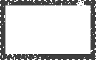 Dark gray border with white dots and grunge splatter effect surrounding a clean white rectangular space.