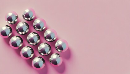 silver balls on pink backdrop