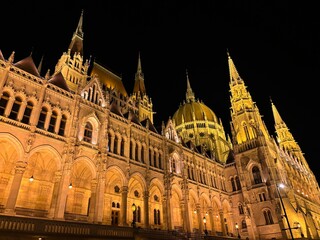 Hungarian parliament building in Budapest by night