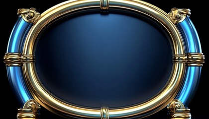 Obraz premium Circular Frame with Gold and Blue Decorative Elements