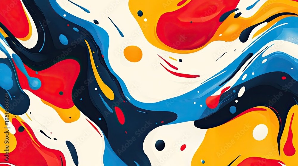 Poster fluid swirl abstract blob pattern with bold colors and a dynamic sense of movement, adding an artist