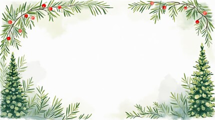  Christmas tree border branches. Xmas pine branches. New year tree banner. Fir tree frame