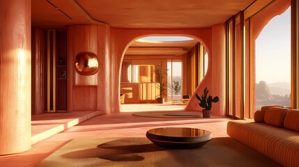 Modern pink interior room poster background