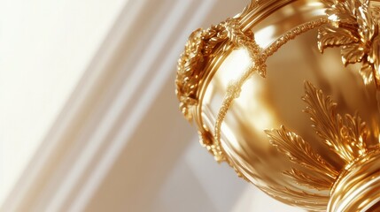 A sophisticated golden trophy highlighted against a crisp white backdrop, capturing the essence of victory and accomplishment beautifully.