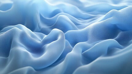 Obraz premium A realistic 3D render of a blue fabric with soft waves and ripples, creating a dynamic and fluid motion in the cloth
