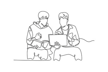 Student learning concept. Single line draw design. Full length animation illustration. High quality 4k footage.