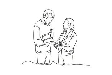 Student learning concept. Single line draw design. Full length animation illustration. High quality 4k footage.