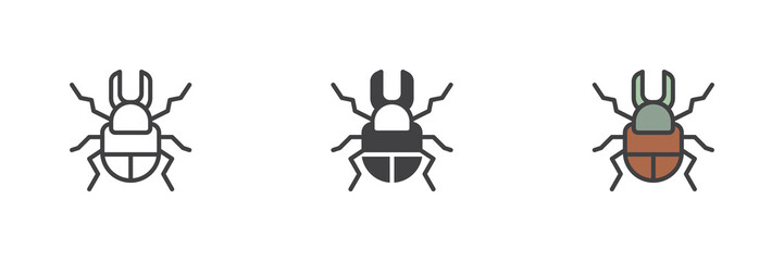 Long horned beetle different style icon set