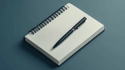 An editable mock-up of a notebook and pen set, perfect for promotional merchandise, with customizable cover design and pen details