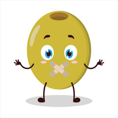 cute shut up expression of mung bean  mouth closed with plaster cartoon character