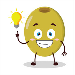 cute creative expression of mung bean  with shiny lamp cartoon character