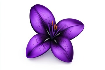 Purple flower with a purple stem. The flower is on a white background. logo for beauty center,...