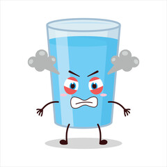 cute furious expression glass of water character