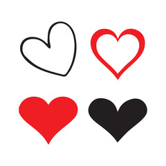 Valentine's heart vector icons. Artistic red and black heart love symbols isolated editable vector illustration EPS 10