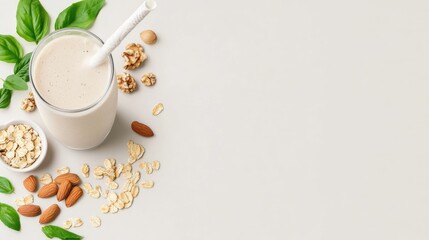 Fresh Plant-Based Protein Shake in a Glass