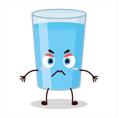 cute irritated expression glass of water character