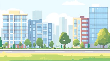 Housing complex. Apartment, urban area. Apartment, modern real estate, city park, environment. generative ai