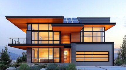Modern Home with Solar Panels and Contemporary Design