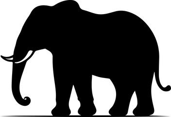 elephant black Silhouette vector art Illustration with white background
