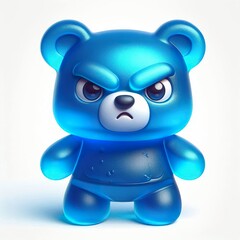 Fototapeta premium gummy bear angry in blue color, white background