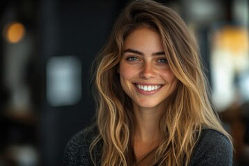 Obraz premium Successful young businesswoman smiling at the camera, Generative AI