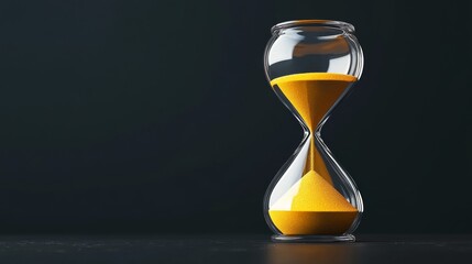 Glass hourglass with golden sand. The passage of time - concept