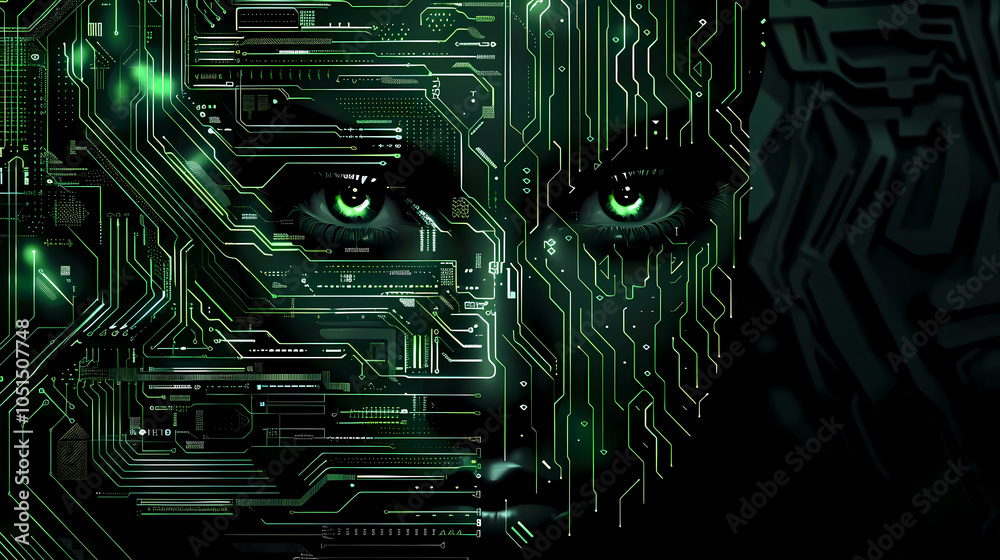 Aufkleber high-resolution image of eyes a printed circuit board (pcb) with complex technology patterns for use