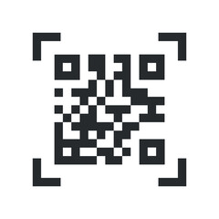 Fototapeta premium Isolated QR code scanning icon on a clean white background for digital interaction and information sharing in modern technology