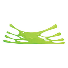 Fototapeta premium Cartoon green slime with a glossy texture isolated on a white backdrop, perfect for creative designs and playful themes