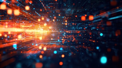 Fototapeta premium Dynamic digital energy burst with vivid glowing trails