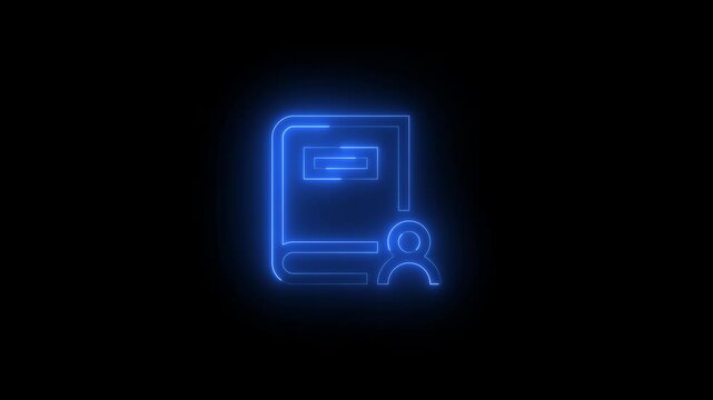Neon lex icon glowing black background animation