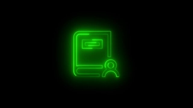 Neon lex icon glowing black background animation