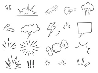 Comic cartoon effect element, smoke, boom, speech bubble