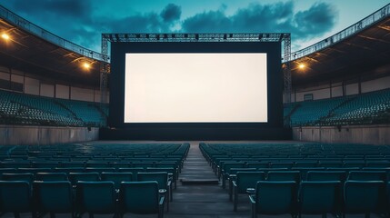 Outdoor Cinema Screen at Dusk