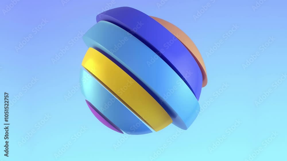Poster Spherical object composed of multicolored layers. 3d rendering 4K