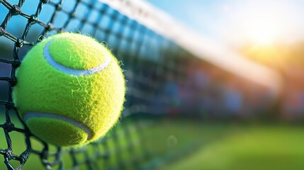 Automatic Tennis Net with Ball at Sunset