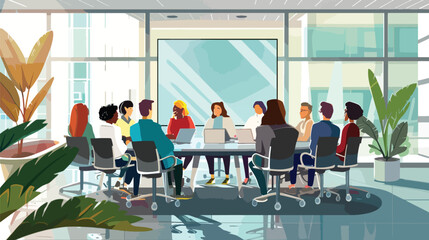Obraz premium Diverse Office Conference Room Meeting, investment graph 