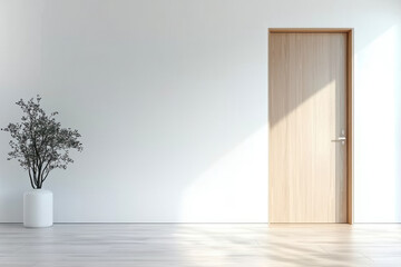 White empty room Interior background with door