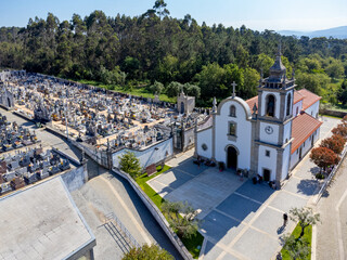 Peaceful cemetery and traditional church architecture