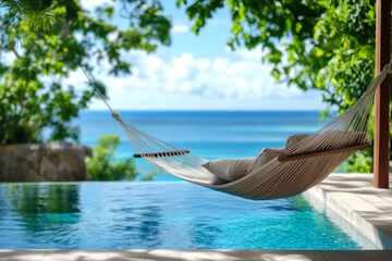 Relaxing hammock by the poolside