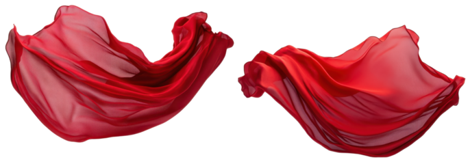 red fabric floating isolated on transparent background