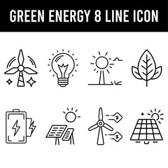 Green energy icon pack fully editable, with solar, turbine, sustainable energy icons.