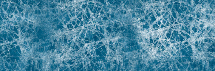 png Banner of abstract art in various shades of blue resembling ice, panoramic format