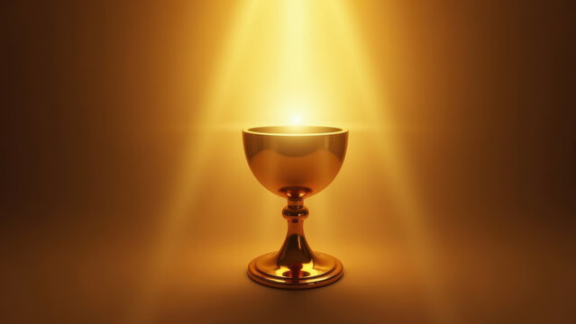 A golden chalice with a halo of light surrounding it.