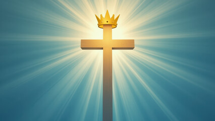 Christian iconography with a cross and rays of light.