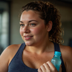 Proud and Strong Close-Up of Athletic Woman Smiling After Workout in Gym fitness journey  self-confidence