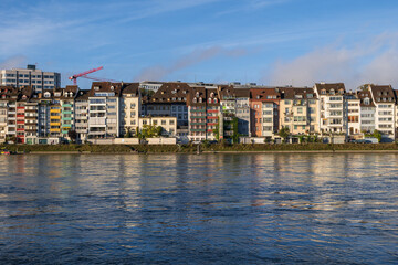 Basel Skyline River View In Swirzerland