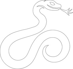 Fototapeta premium Element of the Chinese calendar the snake is the sixth in order and represents wisdom, deep thought and cunning. Outline only